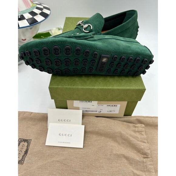 Men\'s Gucci suede horse bit driver loafers size 7.5 fits 8 US made in Italy main image 9